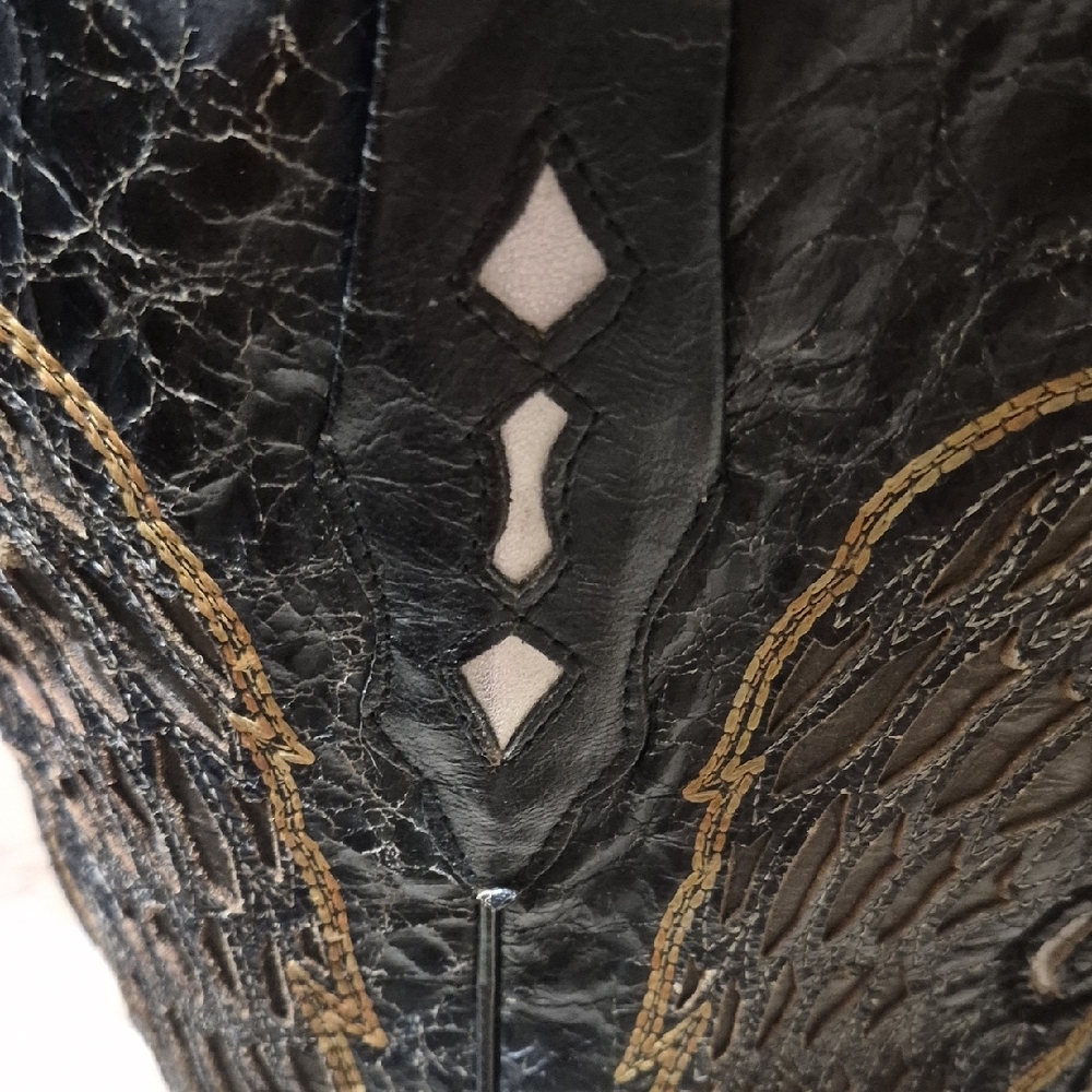 Corral Vintage Wings  Crosses Cowgirl Boots Black Gold Silver Woman's Size 7.5 W - Picture 2 of 16